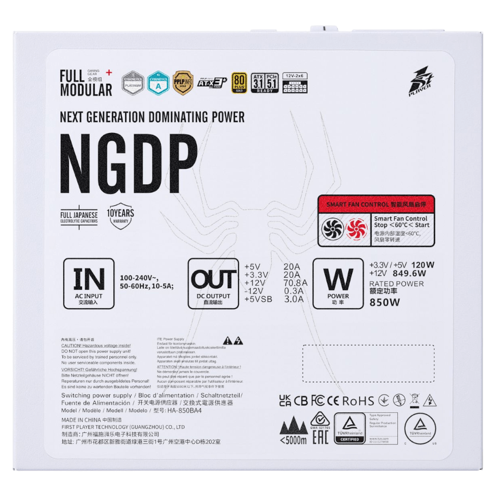 1STPLAYER NGDP 850 Gold (ATX 3.1 PCIe 5.1, White)