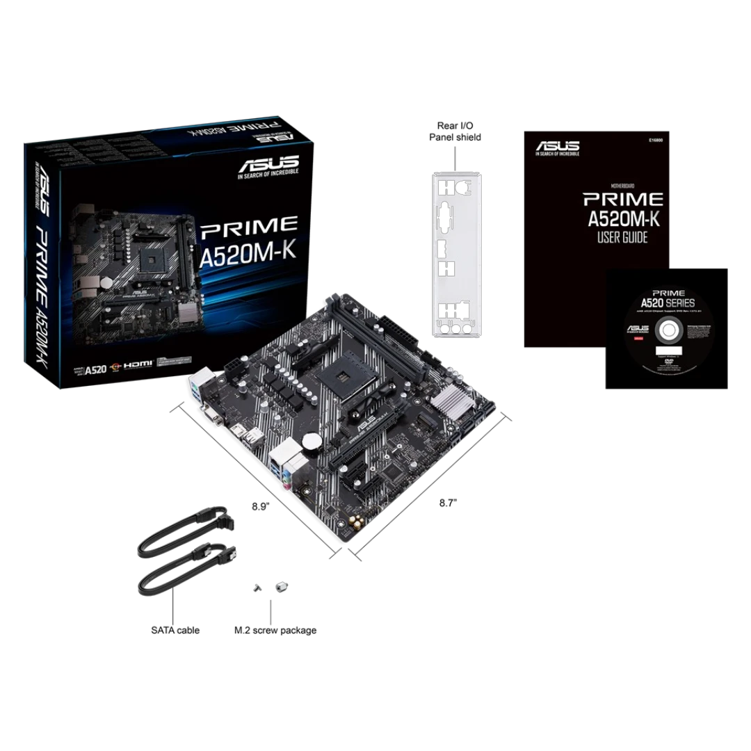 ASUS PRIME A520M-K D4 (AM4, Micro-ATX)