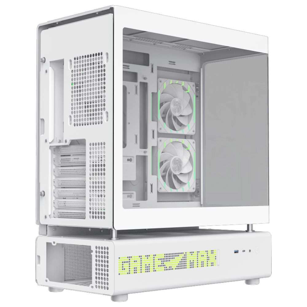GAMEMAX N90 6F White (ATX, Top 360mm Radiator, Curved Glass, Split-chamber Design)