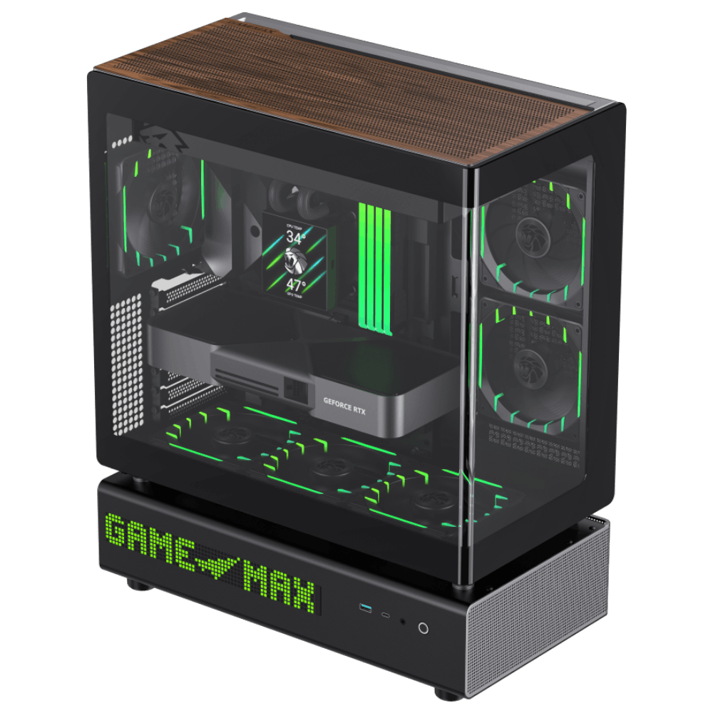 GAMEMAX N90 6F (ATX, Top 360mm Radiator, Curved Glass, Split-chamber Design)