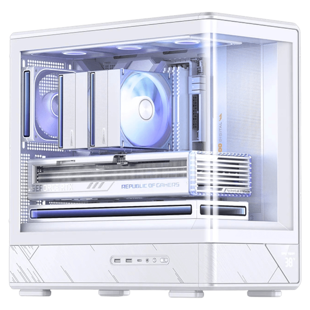 JONSBO D200 White (Micro-ATX, Curved Glass, Top 360mm Radiator) - Mushi's Choice