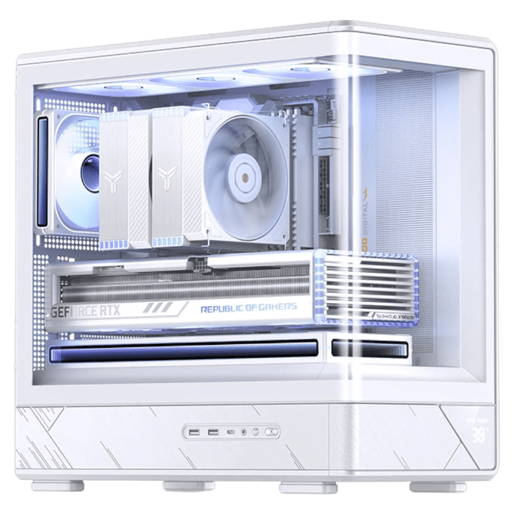 JONSBO D200 White (Micro-ATX, Curved Glass, Top 360mm Radiator) - Mushi's Choice