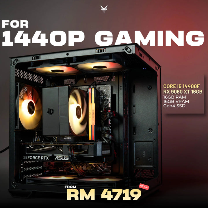 MUSH-E Compact: Core i5 14400F + RX 9060 XT 16GB