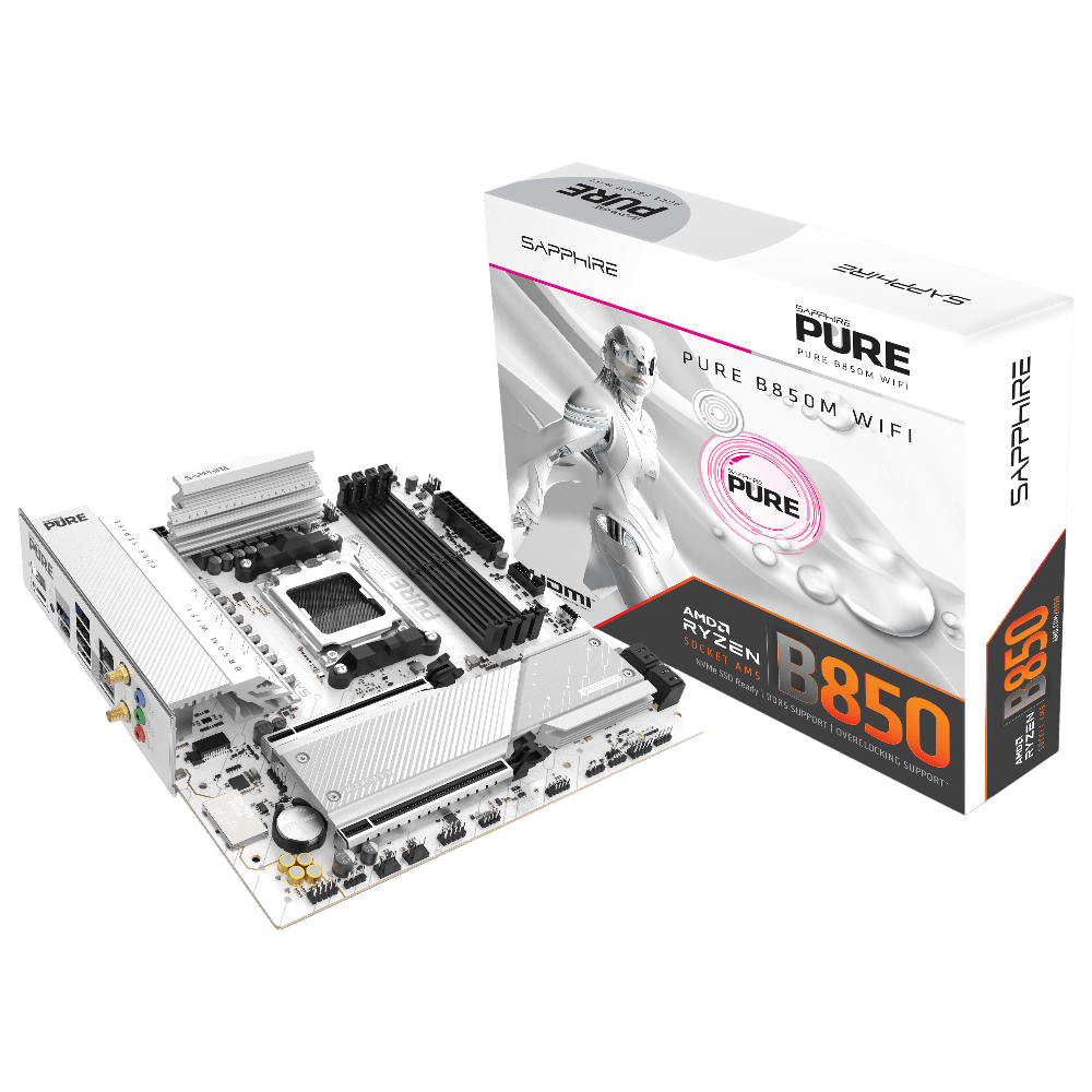 SAPPHIRE PURE B850M WiFi6 White (AM5, Micro-ATX)