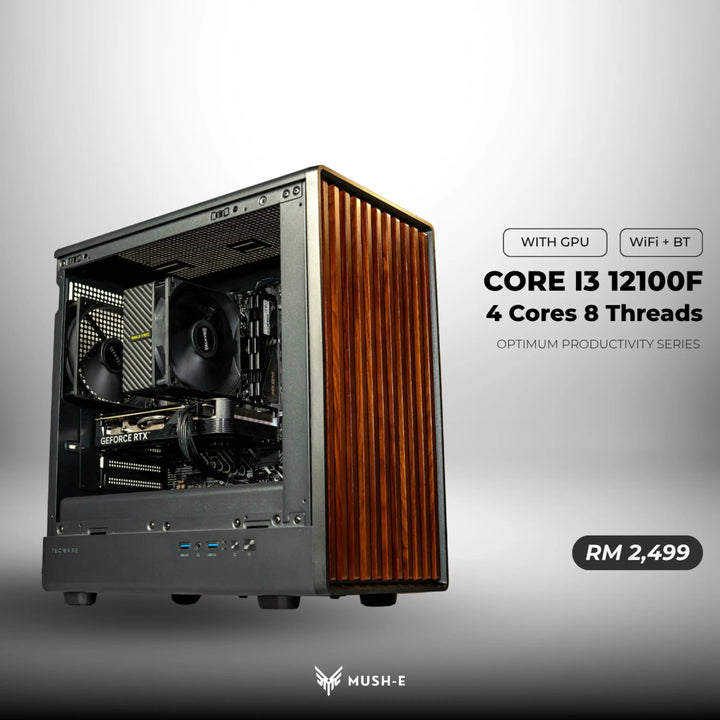 MUSH-E Office I3 WiFi: Intel Core i3 12100F + RTX 3050 6GB (Customizable)