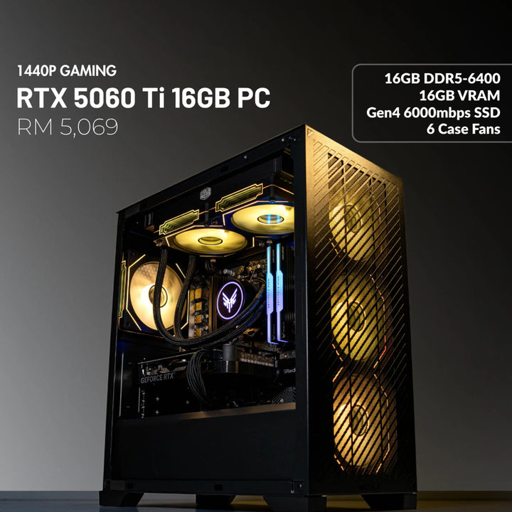 MUSH-E 301: RTX 5060 Ti 16GB Gaming PC