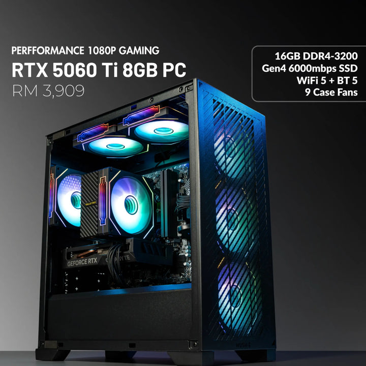 MUSH-E 301: RTX 5060 Ti 8GB Gaming PC