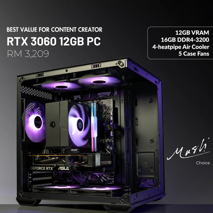 MUSH-E Compact: RTX 3060 12GB Gaming PC