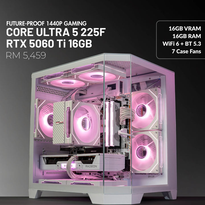 MUSH-E Frost: Core Ultra 5 225F + RTX 5060 Ti 16GB