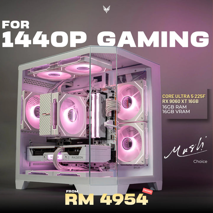 MUSH-E Frost: Core Ultra 5 225F + RX 9060 XT 16GB