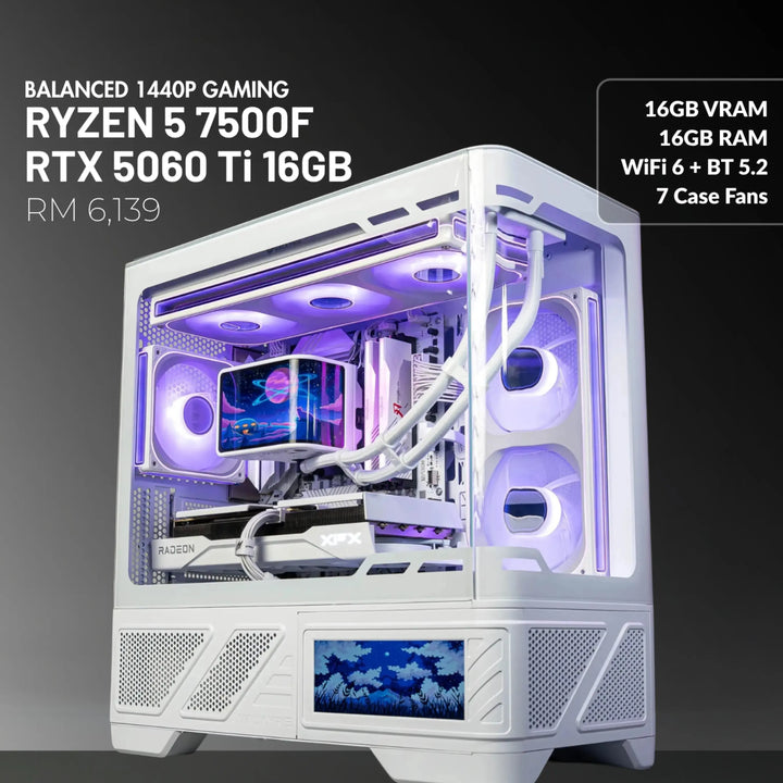 MUSH-E Frost: Ryzen 5 7500F + RTX 5060 Ti 16GB