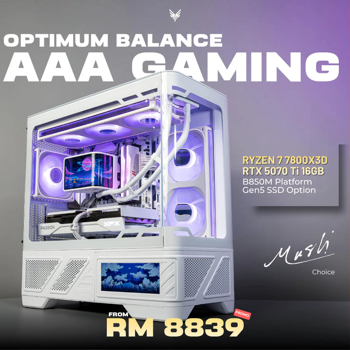 MUSH-E Frost: Ryzen 7 7800X3D + RTX 5070 Ti 16GB