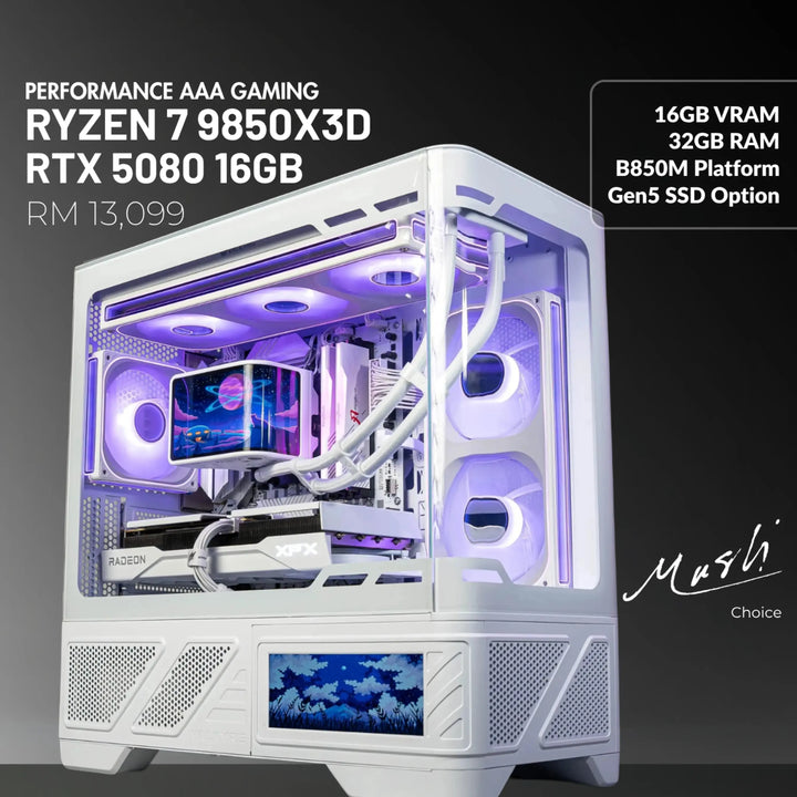 MUSH-E Frost: Ryzen 7 9850X3D + RTX 5080 16GB