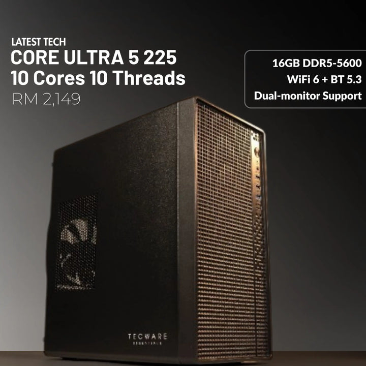 MUSH-E Office U5 WiFi: Intel Core Ultra 5 225, 8GB RAM, 500GB SSD (Customizable)