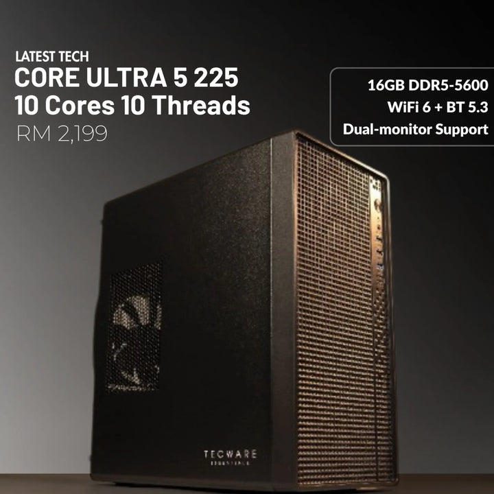 MUSH-E Office U5 WiFi: Intel Core Ultra 5 225, 8GB RAM, 500GB SSD (Customizable)