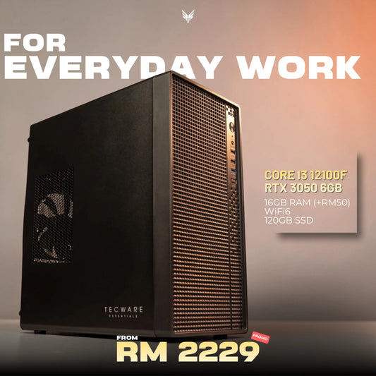 MUSH-E Office I3 WiFi: Intel Core i3 12100F + RTX 3050 6GB (Customizable)