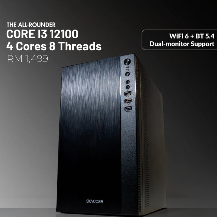 MUSH-E Office I3 WiFi: Intel Core i3 12100, 8GB RAM, 256GB SSD (Customizable)