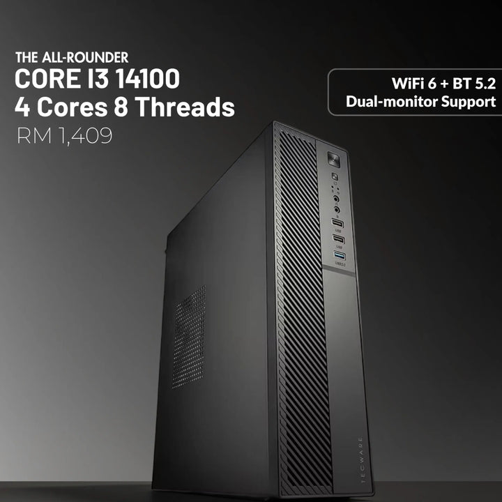 MUSH-E Office A5 WiFi: Intel Core i3 14100, 8GB RAM, 128GB SSD (Customizable)