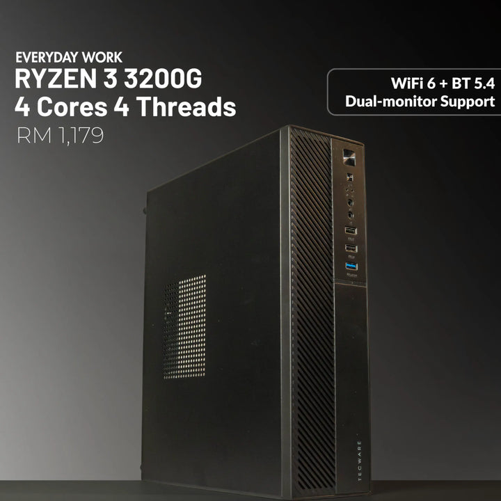 MUSH-E Office A3 WiFi: Ryzen 3 3200G, 8GB RAM, 128GB SSD (Customizable)