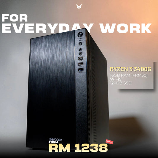 MUSH-E Office A3 WiFi: Ryzen 3 3400G, 8GB RAM, 120GB SSD (Customizable)