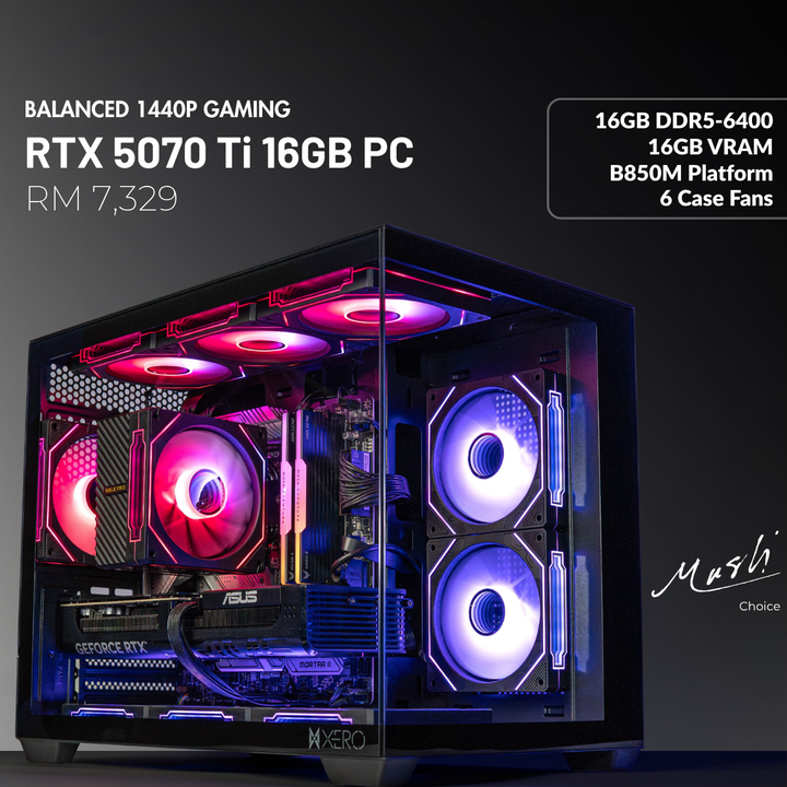 MUSH-E Showcase: RTX 5070 Ti 16GB Gaming PC