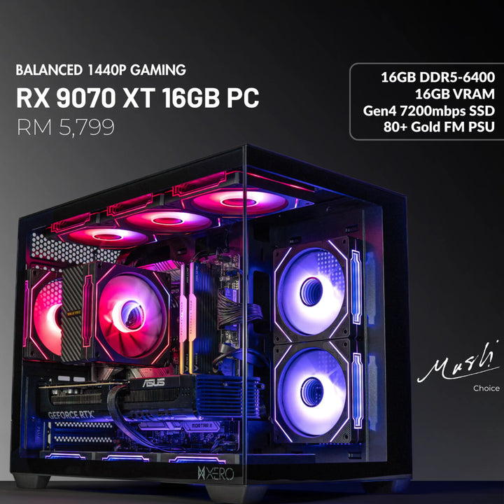 MUSH-E Showcase: RX 9070 XT 16GB Gaming PC