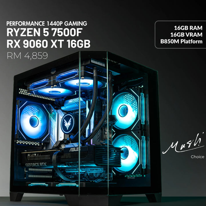 MUSH-E Showcase: Ryzen 5 7500F + RX 9060 XT 16GB