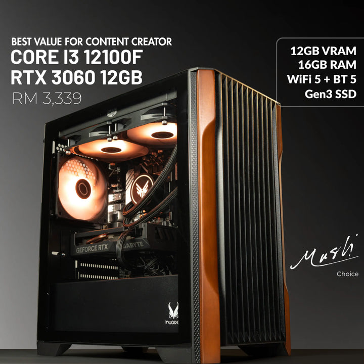 MUSH-E Wood: Core i3 12100F + RTX 3060 12GB