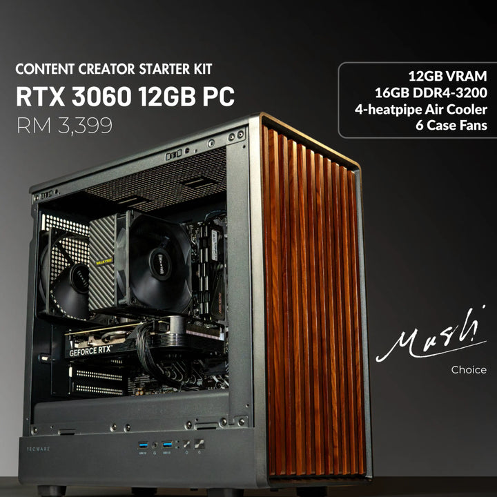 MUSH-E Wood: RTX 3060 12GB Gaming PC