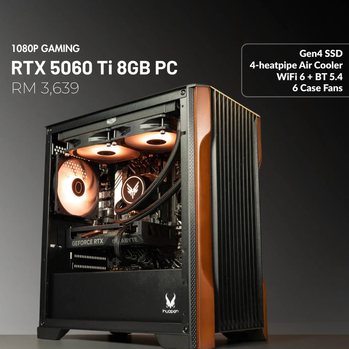MUSH-E Wood: RTX 5060 Ti 8GB Gaming PC