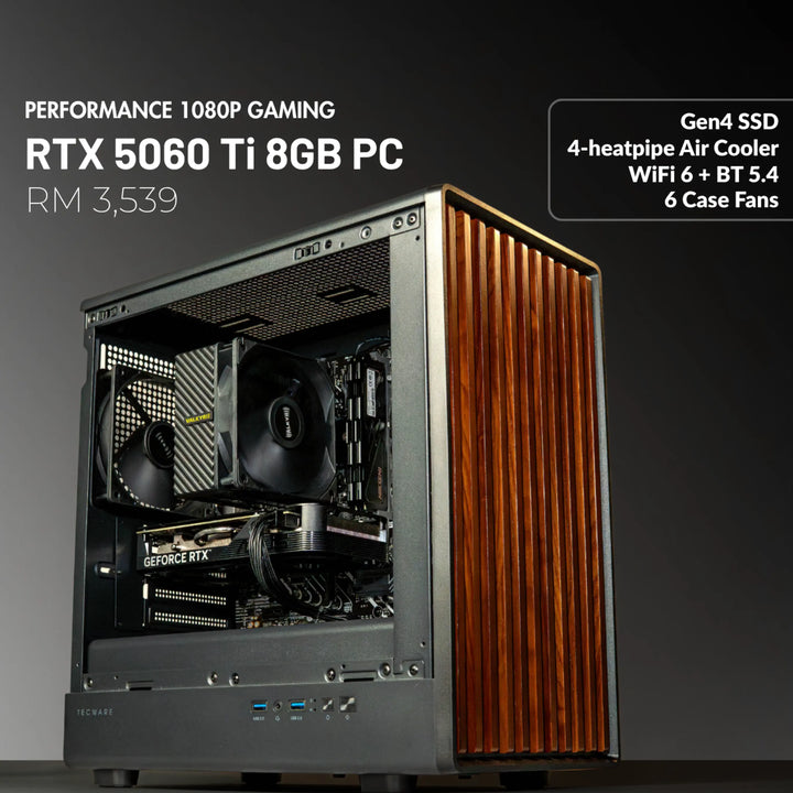 MUSH-E Wood: RTX 5060 Ti 8GB Gaming PC