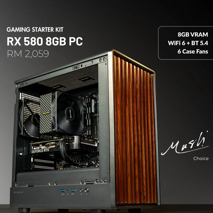 MUSH-E Wood: RX 580 8GB Gaming PC