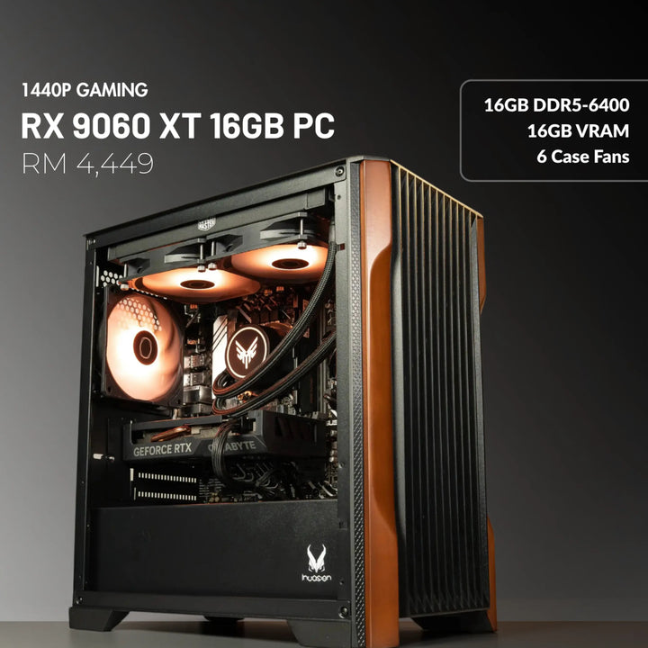 MUSH-E Wood: RX 9060 XT 16GB Gaming PC