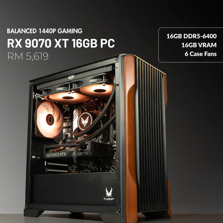 MUSH-E Wood: RX 9070 XT 16GB Gaming PC