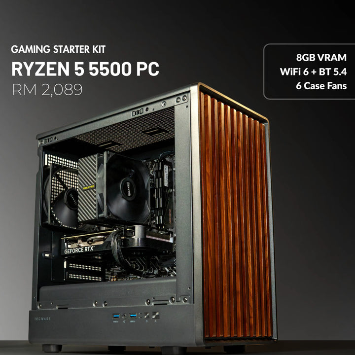 MUSH-E Wood: Ryzen 5 5500 Gaming PC