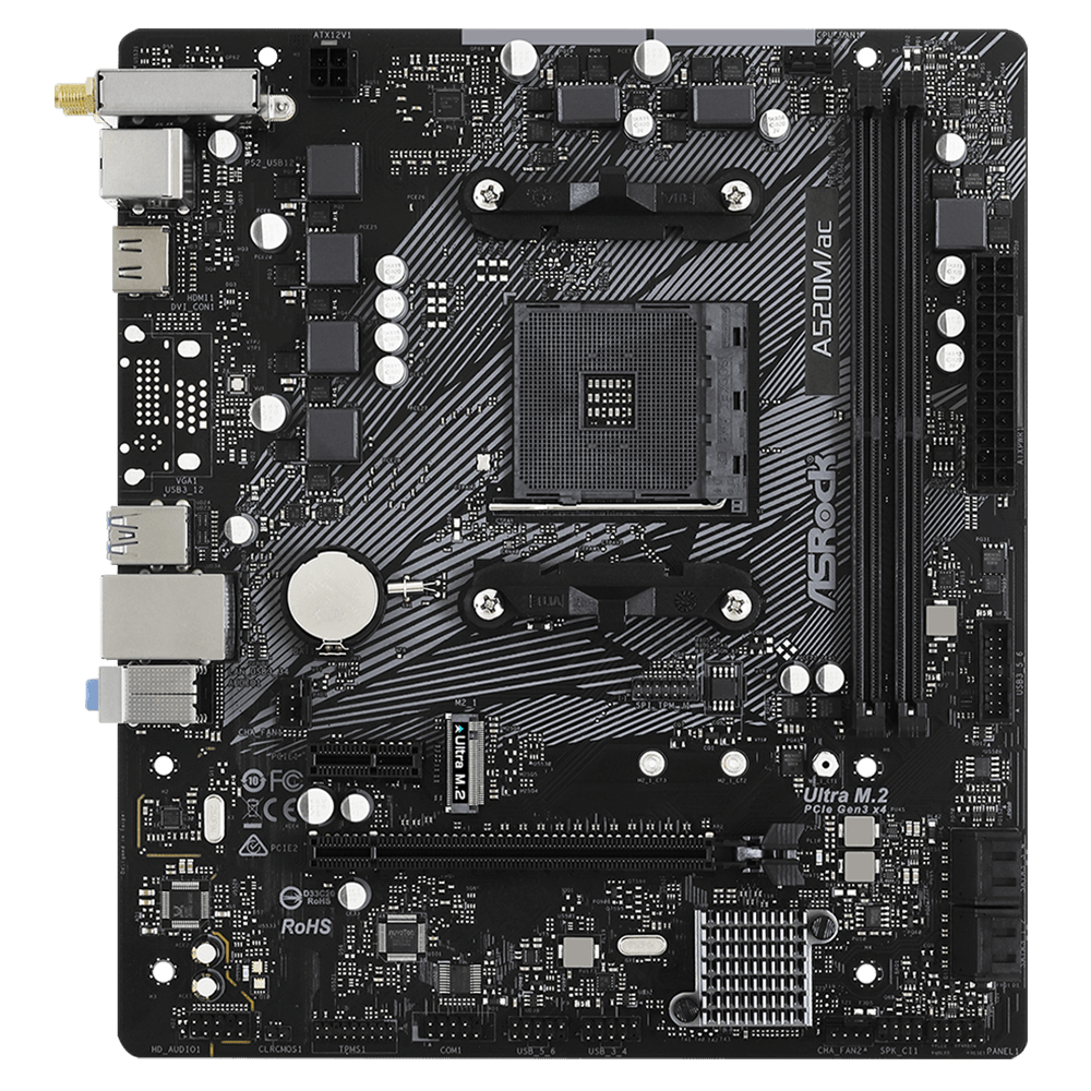 ASRock A520M/ac WiFi D4 (AM4, Micro-ATX) Mainboard ASRock 