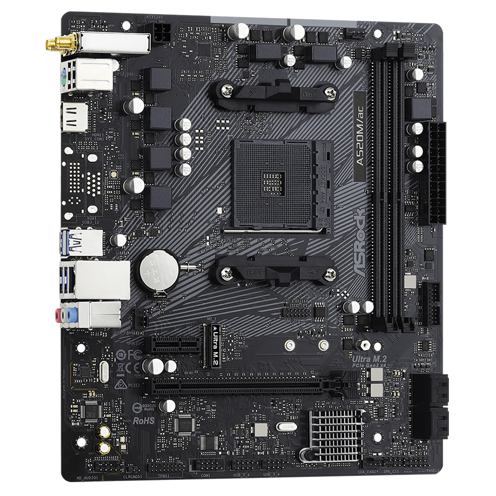 ASRock A520M/ac WiFi D4 (AM4, Micro-ATX) Mainboard ASRock 