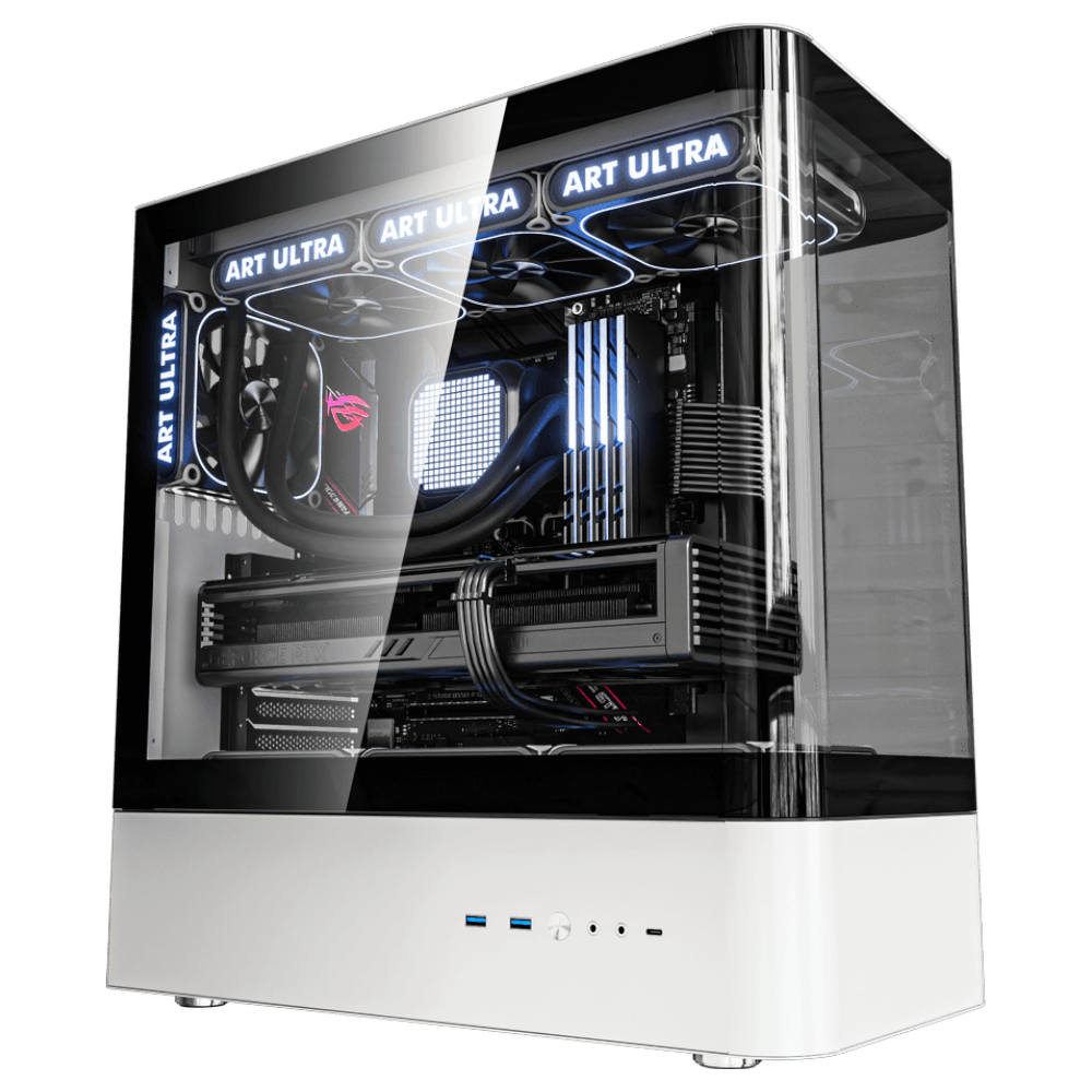 darkFlash HM1 4F Black/White (ATX, Top 240mm Radiator, 3 Curved Glass)