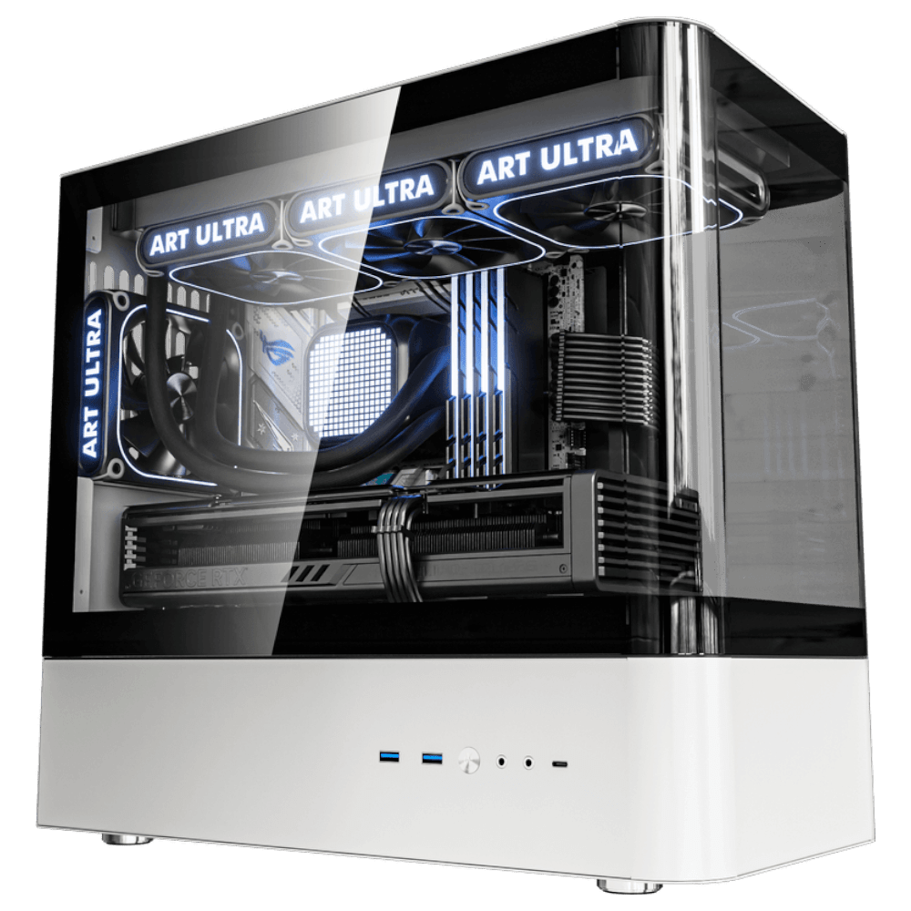 darkFlash HM1 4F Black/White (Micro-ATX, Top 240mm Radiator, 3 Curved Glass)