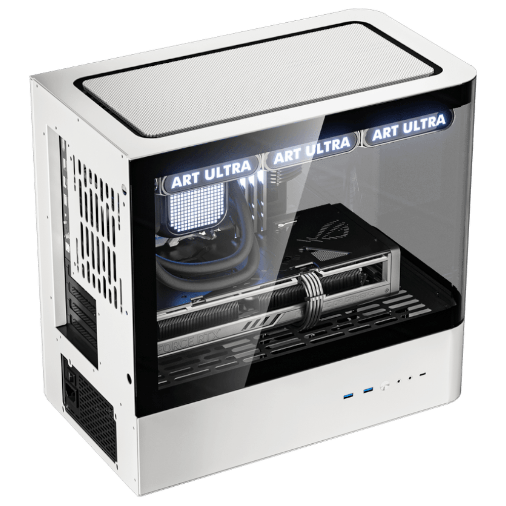 darkFlash HM1 4F Black/White (Micro-ATX, Top 240mm Radiator, 3 Curved Glass)
