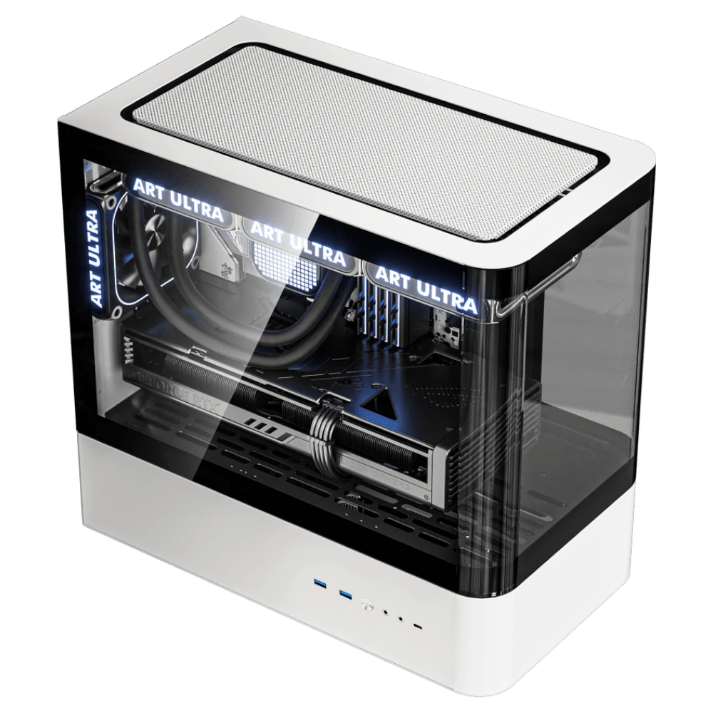 darkFlash HM1 4F Black/White (Micro-ATX, Top 240mm Radiator, 3 Curved Glass)