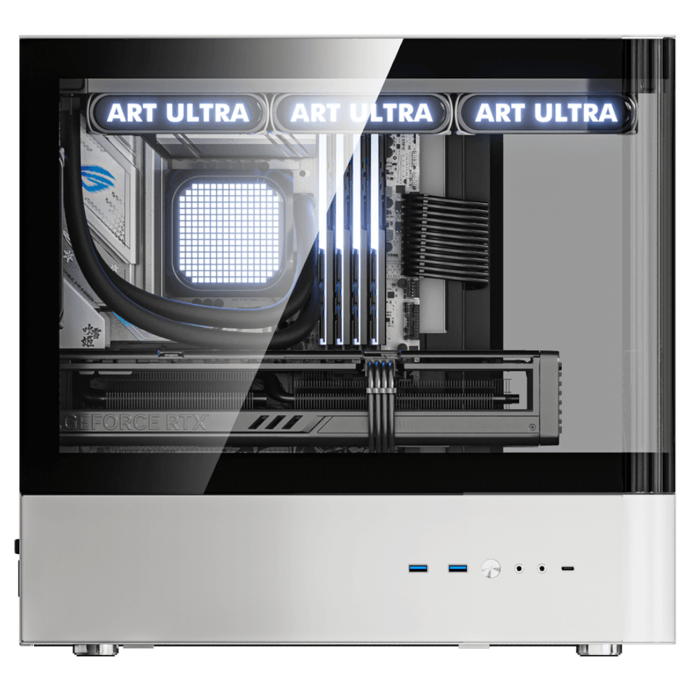 darkFlash HM1 4F Black/White (Micro-ATX, Top 240mm Radiator, 3 Curved Glass)