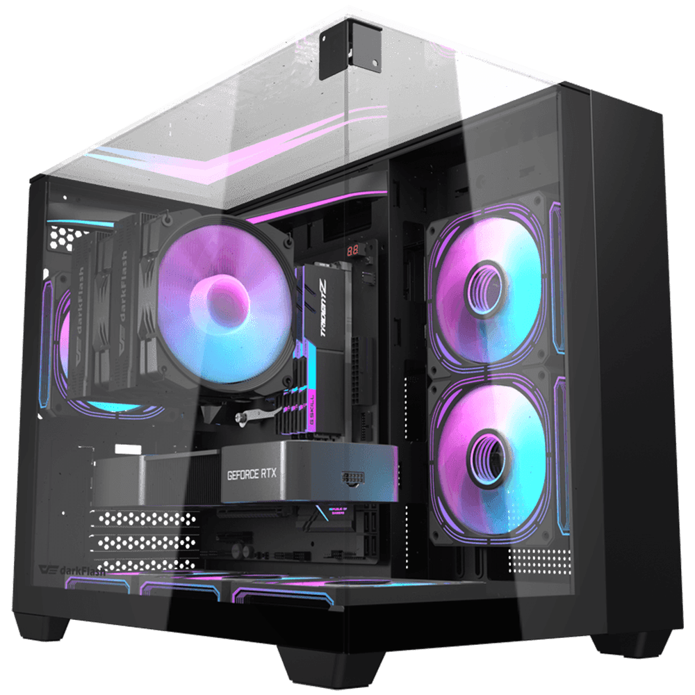 DARKFLASH TH285M (Micro-ATX, Triple Glass Design, Top 360mm Radiator) Chassis Darkflash 