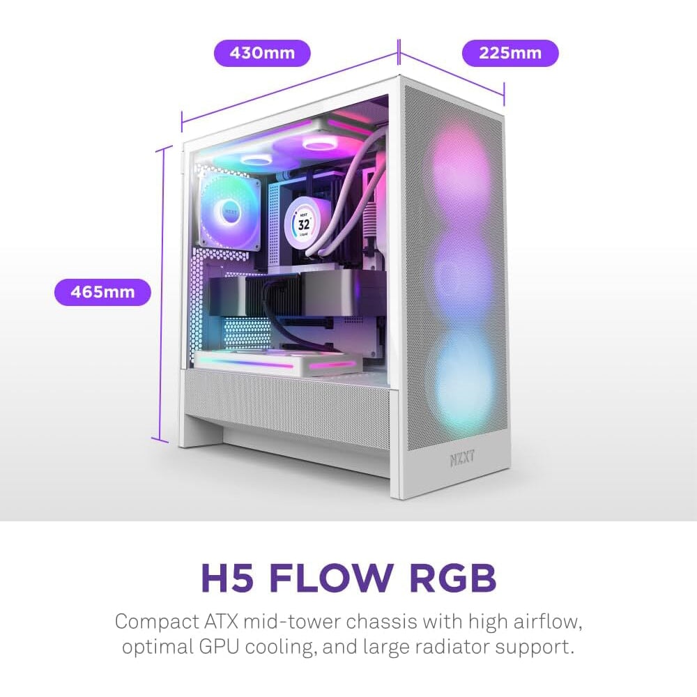 NZXT H5 Flow RGB White 4F (ATX, High-airflow) Chassis NZXT 