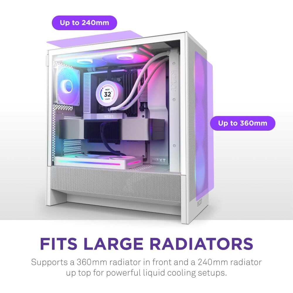 NZXT H5 Flow RGB White 4F (ATX, High-airflow) Chassis NZXT 