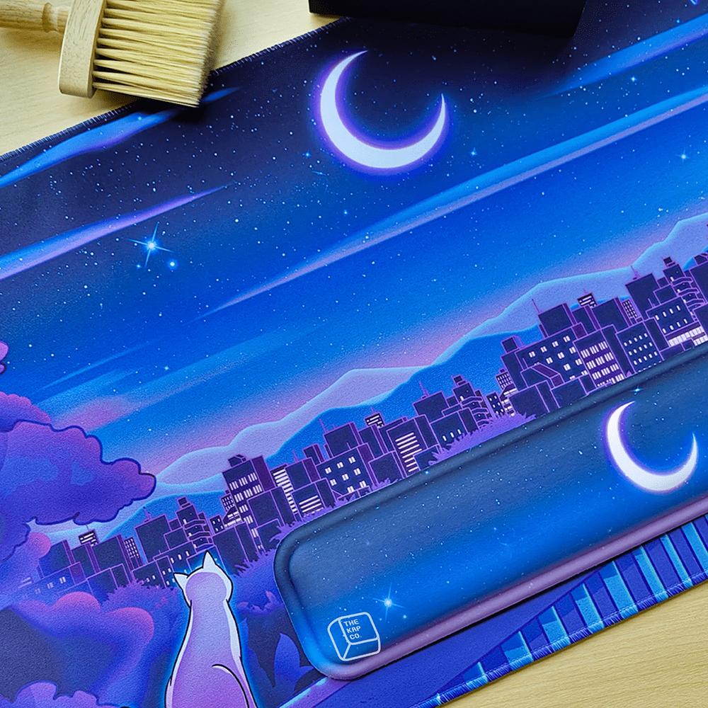 Thekapco x Elora | Night in the Neko City Deskmat Mousepad Thekapco 