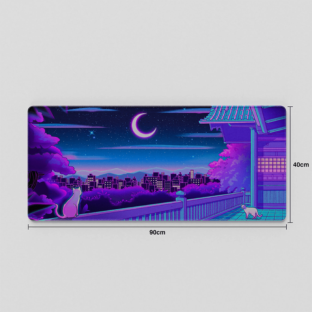 Thekapco x Elora | Night in the Neko City Deskmat Mousepad Thekapco 